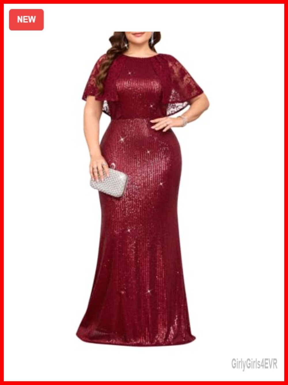 Plus Size Sequin Mesh Bodycon Maxi Dress Evening Cocktail Gown